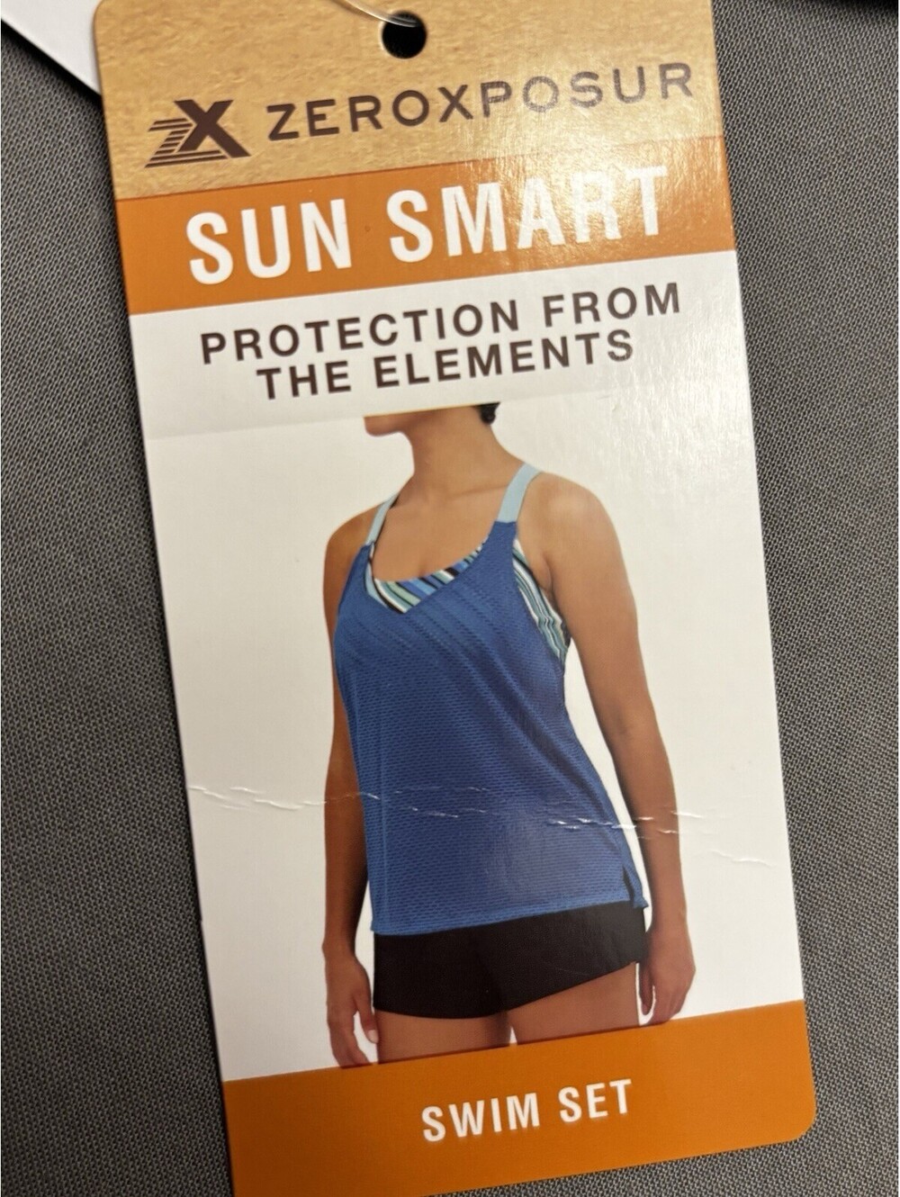 ZeroXposur Striped 2-Piece Tankini & Boy Shorts UPF 30+ Racerback Size S